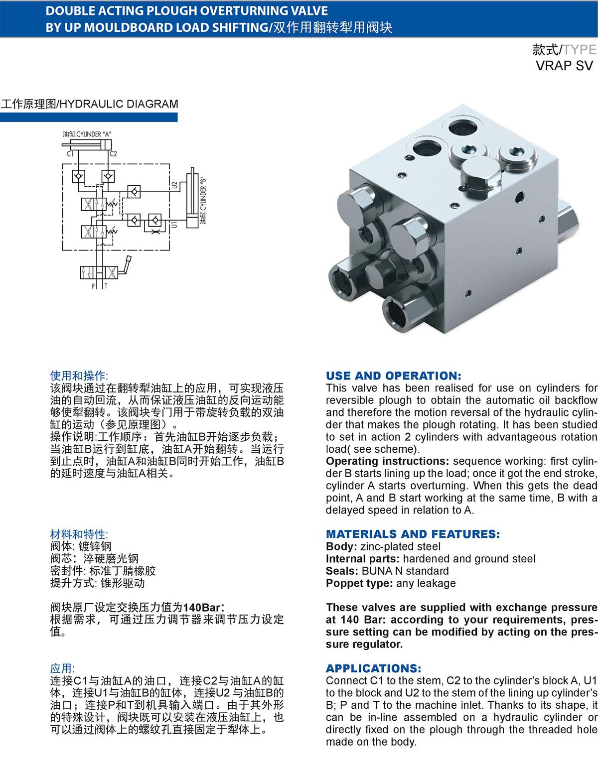 雙作用翻轉犁用閥塊VRAPSV